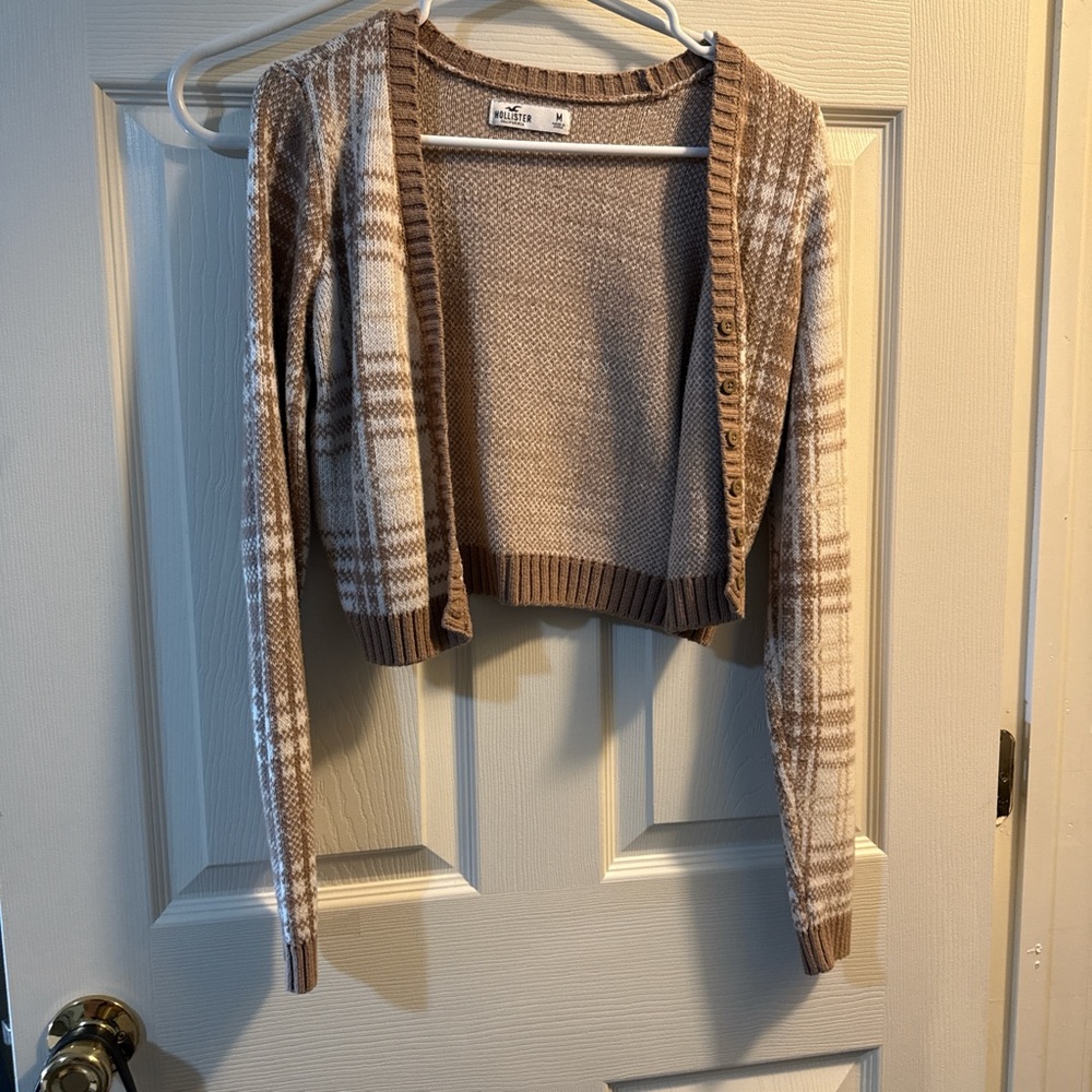 Hollister Brown and Cream Cardigan Sweater